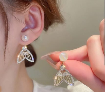 Golden Fishtail Luxury Sparkling Crystal Rhinestones